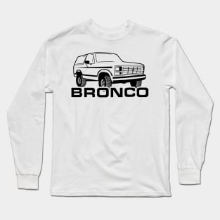 1980-1986 Ford Bronco Black Print w/tires Long Sleeve T-Shirt